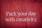 a red surface with white text
